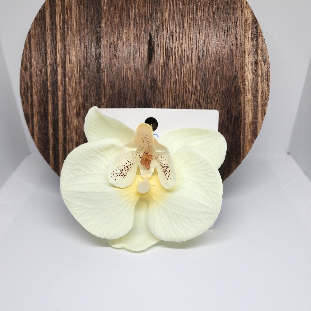 Ivory Cream Orchid Flower Hair‎ Clip Tropical Bridal Beach Accessory